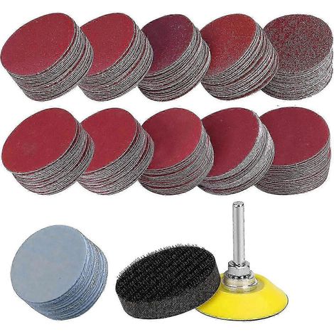 Kit de 200 disques de ponçage de 50 mm avec support en mousse pour la finition du métal et du bois (1/2)