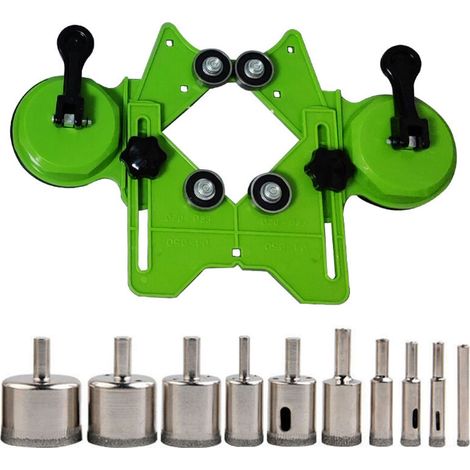 Scie à céramique, scie cloche pour carrelage Kit de scie avec double ventouse et guide de coupe, pour marbre et verre (1/5)
