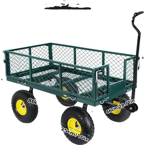 Carro utilitario, capacidad de 408 kg, diseño convertible 2 en 1, color verde. (1/2)