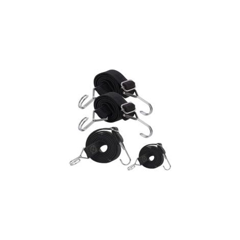 Set di 4 corde elastiche con ganci, cinghie elastiche piatte extra resistenti, corde elastiche con ganci, cinghie elastiche in gomma lunghe e regolabili, per bagagli, campeggio, auto, ecc.