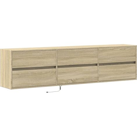 Mobile TV multimediale scaffale per televisione televisione buffet sala da pranzo soggiorno camera da letto a parete con LED rovere Sonoma 180 x 31 x 45 cm marrone 020027829