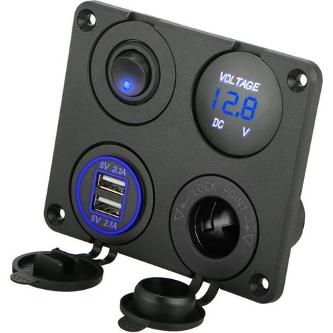 Chargeur Allume-Cigare 4 en 1 - 4.2A Double USB A + Voltmètre LED - Pour Voiture Camping-Car Bateau 12V/24V (1/5)