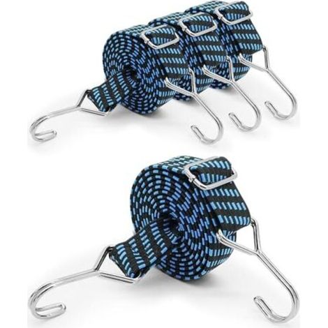 Lot de 4 tendeurs réglables en caoutchouc avec crochets - 2 m - Extra solides - Pour vélo, moto, voiture, camping (1/5)