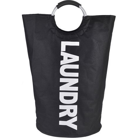 Grand panier à linge pliable de 90 L, panier à linge haut et autoportant, bac à linge pliable (noir) (1/5)