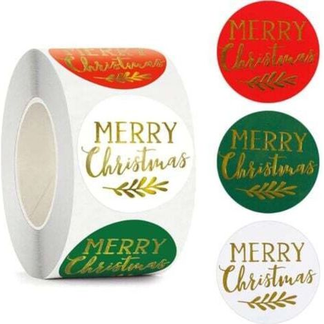 [NON UTILIZZATO] 500 fogli di adesivi natalizi da 3,8 cm, etichette autoadesive, adesivi "Buon Natale", adesivi regalo di Natale, rotoli di adesivi con lamina dorata, decorazioni natalizie fai da te
