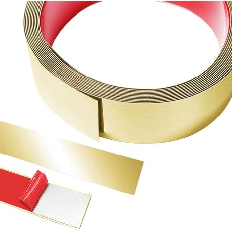 5 m X 4 cm Moulure Murale en Acier Inoxydable, Moulure Adhesive, Bandes DéCoratives, Effet Miroir, Pour Toilettes, Bord De Carrelage, Murs, Plinthes, Sol-Doré (1/5)