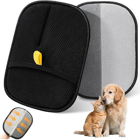 Lot de 2 gants d'épilation pour animaux de compagnie, gants de toilettage double face pour chat, gants électrostatiques réutilisables pour animaux de compagnie, tapis, lit, canapé, vêtements (B)