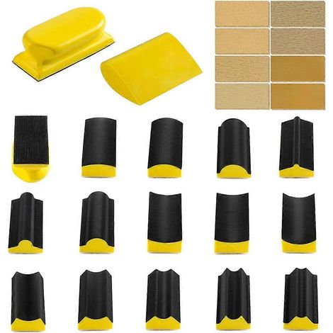 Set mit 16 manuellen Schleifklötzen und 40 selbstklebenden Schleifpapierbögen (1/5)