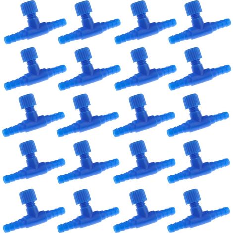 Lntyq 20pcs Vannes de Commande 2 Voies Pompe à Air Plastique en Forme de T Connecteur de Tuyau d'aquarium pour 4mm Tube d'air Réservoir de Poisson Étang Aquarium