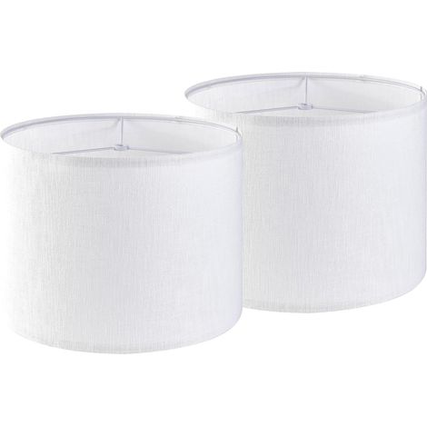 Lot de 2 abat-jour cylindriques en lin blanc pur - 33,02 cm (haut) x 33,02 cm (bas) x 25,40 cm (hauteur) - Abat-jour moderne - Abat-jour de rechange pour lampes de table et de chevet (1/5)