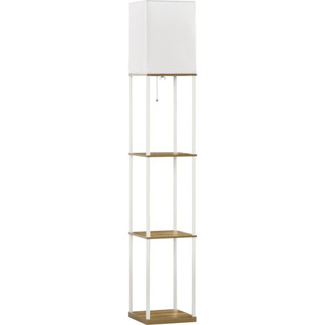 Lampadaire étagère aspect bois ULLY blanc (1/5)