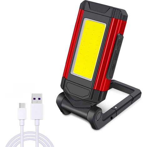Linterna De Luz De Trabajo Led MINKUROW, Luces De Trabajo Cob A Prueba De Lluvia, Recargables, Antideslizantes, Plegables Para Reparación De Automóviles, Hogar Para Acampar (1/5)