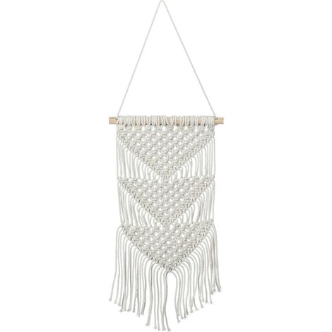 Macramè da parete decorativo boho camera da letto soggiorno 70 x 25,5 x 1,5 cm in cotone crema 130011668