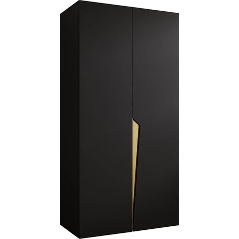 Armoire Hartford 603, Noir, 202x100x52cm, Portes d'armoire: Avec des charnières, Nombre d'étagères: 0 (1/5)