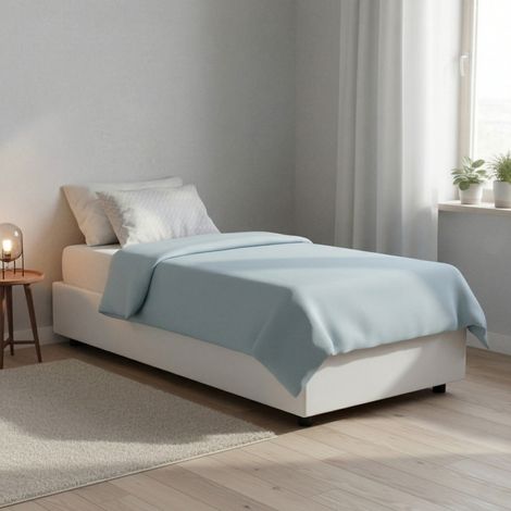 Dmora - Cama individual Dcinott, Cama contenedor con tapizado en ecopiel, 100% Made in Italy, Apertura frontal, con colchón 80x190 cm incluido, Blanco (1/5)