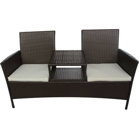 Maison Exclusive - Divano da Giardino a 2 Posti con Tavolino in Polyrattan Marrone
