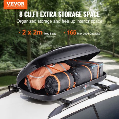 Coffre de Toit 220 L, Porte-Bagages de Toit Coque Rigide en ABS, avec Ouverture Double-Face 2 Sangles Renforcées, Aérodynamique, po… (1/5)