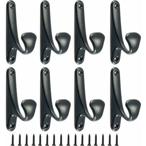 Pieces Metal Coat Hooks, Wall Hooks, Equipped with Mounting Screws, Simple Hooks for Bathroom, Kitchen, Bedroom, Entrance (Black) (1/5)