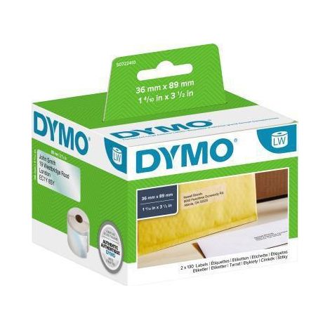 DYMO Rouleau d'étiquettes 99013 S0722410 89 x 36 mm film transparent 260 pc(s) fixation permanente Etiquette pour adres