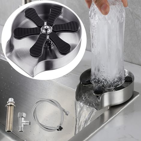 Rince Verr Evier, Lave Verre Evier de Cuisine, Accessoire Evier Cuisine Pour Le Logement, Lave Biberon, Rinceur De Verre, Le Bar Et Le Restaurant, Nettoyage Du Biberon, Cup Cleaner (1/5)