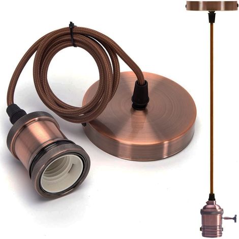 Portalampada Vintage Bronzo Effetto Metallo 2M Attacco E27 Industrial 60W