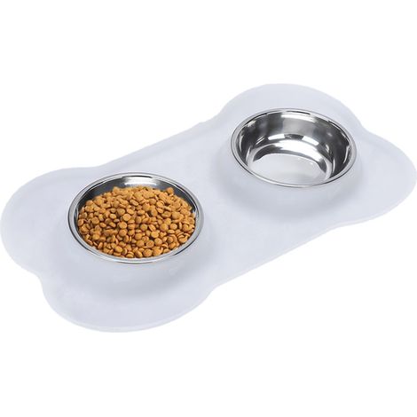 Gamelles pour chien en acier inoxydable, gamelles d'eau et gamelles anti-déversement antidérapantes, avec tapis de protection inclus. (1/5)