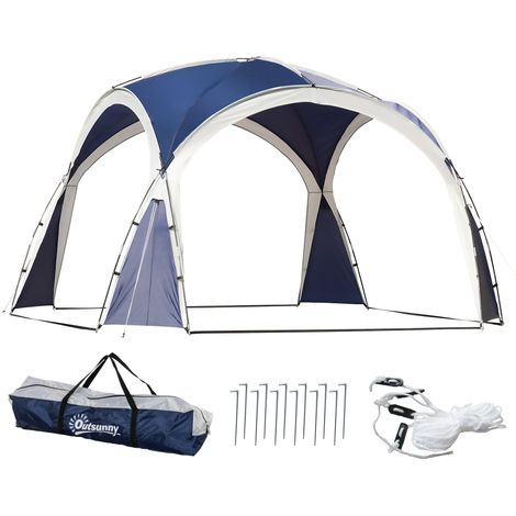 Kuppelzelt für 6-8 Personen, Pavillon, Schutz vor Sonne und Nieselregen, 3,5 x 3,5 x 2,22 m, Blau