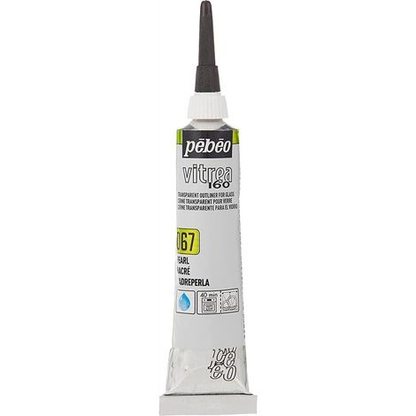 Couleur à l'eau pour Verre, Porcelaine, Métal, Céramique - Finition Brillante - Tube 20 ML, Blanc Nacré (1/5)
