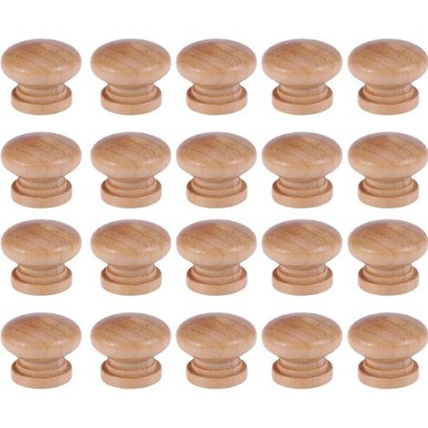 Set mit 20 pilzförmigen Holzgriffen für Schubladen inklusive Schrauben – Elegante Griffe für Möbel und Schubladen, 3,5 cm