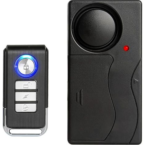 Alarma inalámbrica con sensor de movimiento por vibración para bicicletas, con control remoto, alarma antirrobo para bicicletas, bicicletas eléctricas, motocicletas, patinetes, cestas, remolques, equi (1/5)