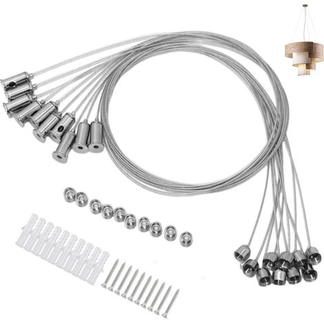 Stainless Steel Cable Suspension Kit, 0.3cm x 1m, Ceiling Mount for LED Panel Ceiling Lights, High Load Capacity, Adjustable Design Suspension Light Kit (10 Pieces) (1/5)