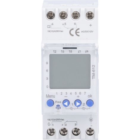 Intelligenter Power Rail Timer tm612 DC12V-Zeitsteuerungsschalter mit 2 Ausgängen