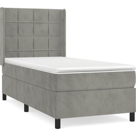 Maison Exclusive - Boxspringbett mit Matratze Hellgrau 80x200 cm (1/5)