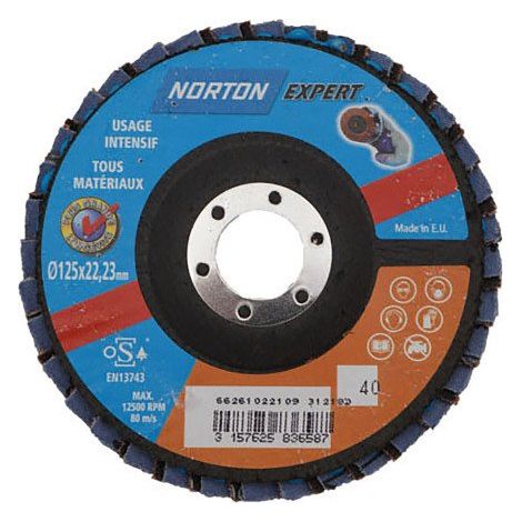 Disque à lamelles Norton Expert Ø 125 x 22,23 mm - Grain 40 - Lot de 5 - Lot de 5 (1/2)