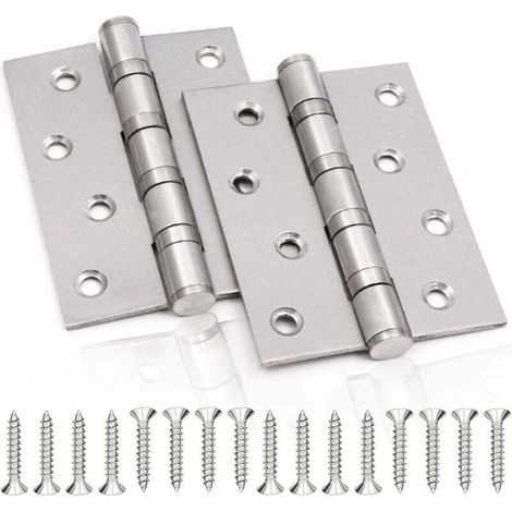 Edelstahl-Türscharniere, 2 Stück, klappbare Scharniere für innenliegende Volltüren, Stärke 3 mm, Maße 100 × 75 mm, silberfarbene Oberfläche