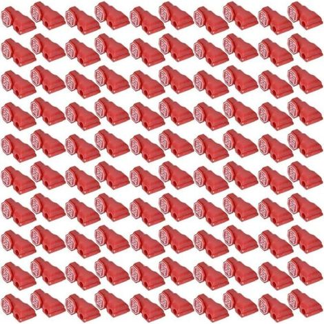 100 Stück Sicherheitshaken mit Stopper, rote Kunststoff-Sicherheitsverschlüsse, einfache Montage, für Warenbänder, Supermarkthaken und Diebstahlsicherungen in Ladendisplays (1/4)