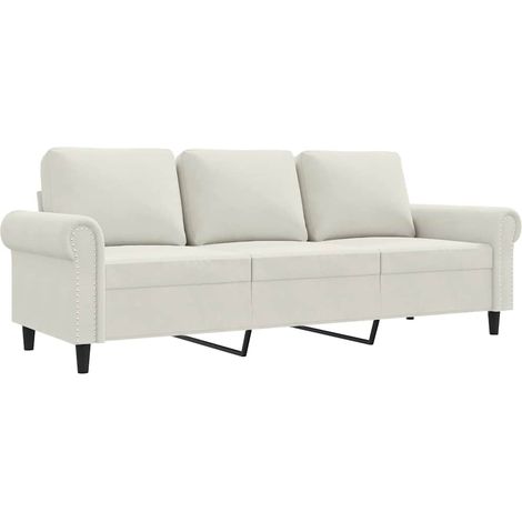 vidaXL Sofá de 3 plazas terciopelo color crema 180 cm (1/2)