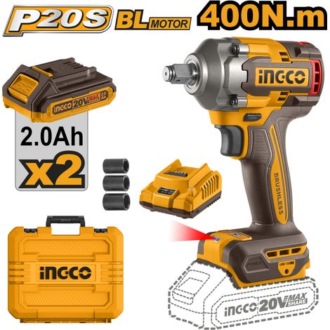 AVVITATORE AD IMPULSI BRUSHLESS 400N.M CON 2BATTERIE 2AH INGCO (1/3)