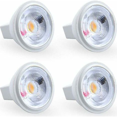 3W MR11 GU4 LED-Lampe, Kaltweiß 6000K, 12V AC/DC, entspricht einer 35W Halogenlampe. Ideal für Zuhause, Büro, Geschäft, Supermarkt, Bars, Cafés, Ausstellungen, Hotels, Restaurants usw. (4 Stück) [Schu