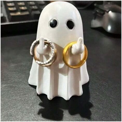 Ghost Statue with Middle Finger Halloween Ghost Desktop Decoration Cute Horror Ghost Small White Resin Ornament for Tabletop Stand Tray 1pc (1/4)