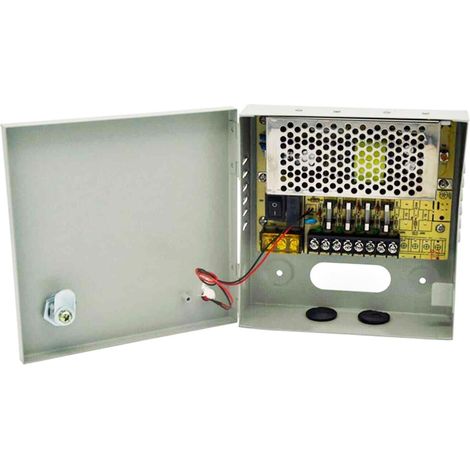 Alimentatore stabilizzato 12V 10A 4 uscite canali box quadro telecamere E-T152 (1/5)