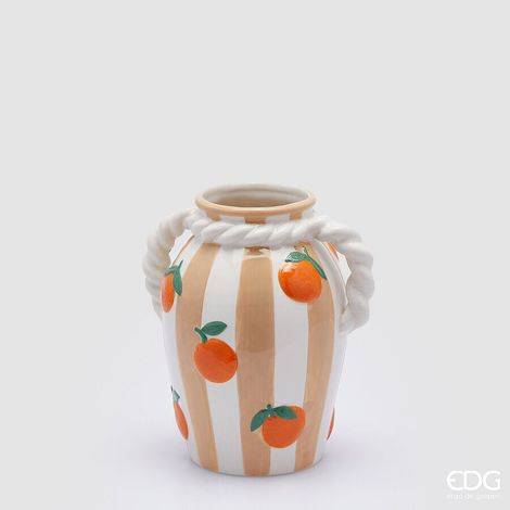 EDG Enzo De Gasperi Vaso Arance H 22 D 16 Cm Ceramica Green Mix