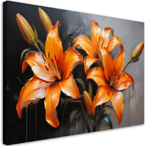 Tableau déco Fleurs de lys orange 100x70 (1/5)