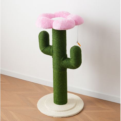 Árbol para gatos cactus 90 cm con poste rascador de yute, antivuelco, verde DESVIAE (1/5)