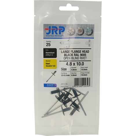 Jrp Riveting Products 4.8 x 10mm Black Rivets - (1/2)