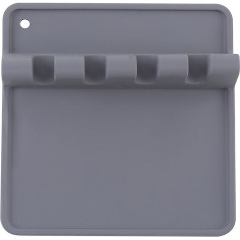 Portautensili da cucina in silicone con tappetino scolapiatti, supporto per cucchiai, mestoli e forchette, adatto a piani di lavoro e piani cottura, resistente al calore e senza BPA. (1/4)