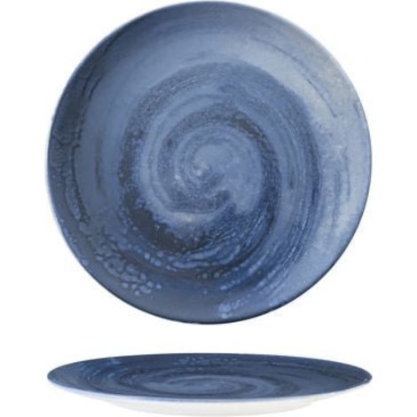 6 x assiettes plates VORTICE bleue - Porcelaine - 21cm - Morini