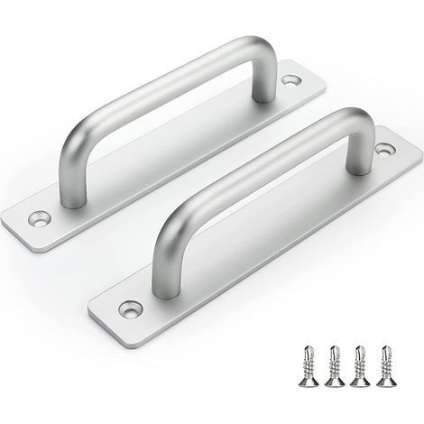 Juego de 2 manijas de puerta plateadas, manija para puerta corrediza, manija para muebles -ls78873snb128, manija para gabinete de cocina de aleación de aluminio, distancia entre centros de 128 mm (1/5)