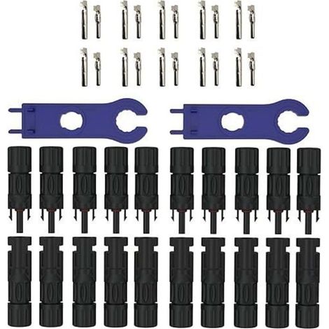 6 Pairs Mc4 Plugs with 2 Keys, Solar Plugs 2.5mm2-6mm2, IP67 Waterproof Solar Panel Male/Female for Systems (1/4)