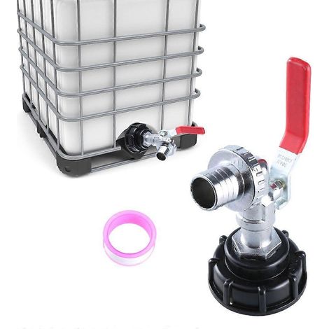 Robinet IBC avec adaptateur de tuyau fileté S60x6 de 1 pouce pour réservoirs de 600 L (1/4)